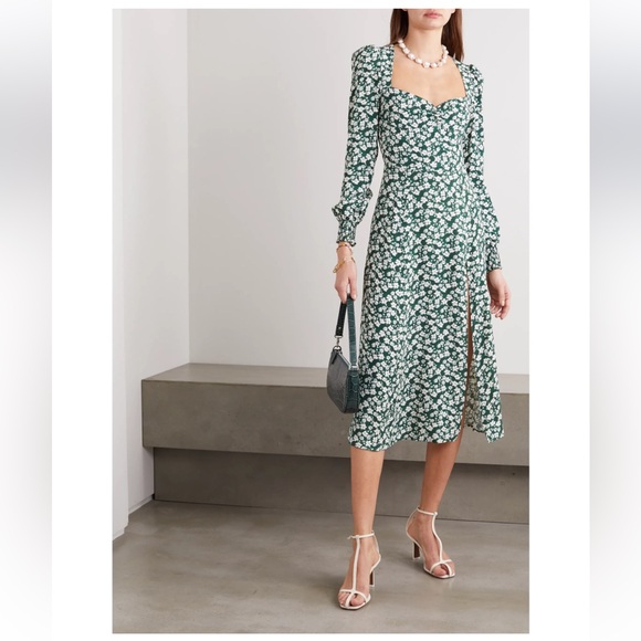 Reformation Dresses & Skirts - Reformation Green Floral Wallflower Midi Size 10 Long Sleeve Dress